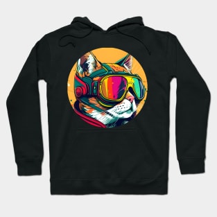 Cool Cat Ski Googles - The Cat Lovers Colorful Pop Art Hoodie